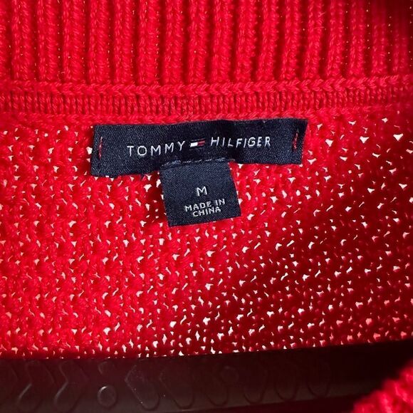 Tommy Hilgiger 100% cotton red cable knit sweater - M - Picture 5 of 9